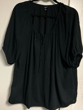 Torrid Black Washable Crinkle Gauze Blouse Short Sleeve